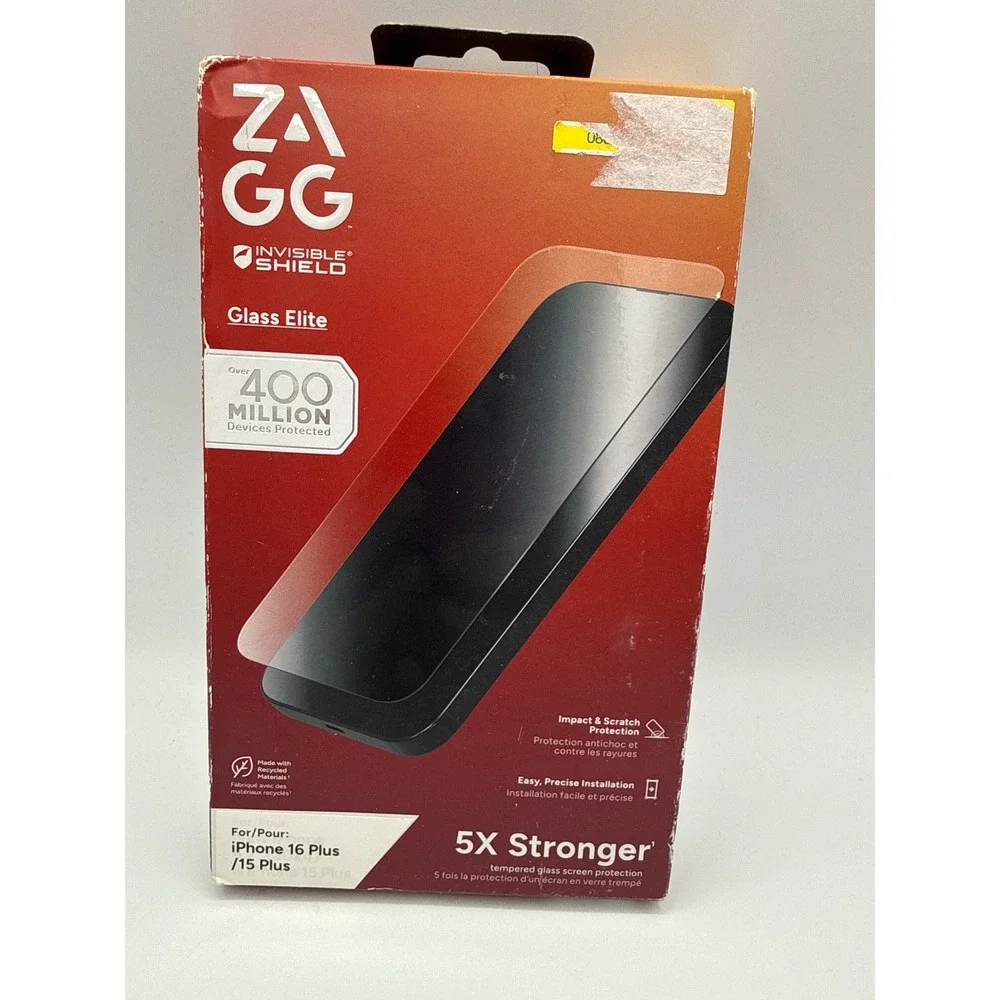 ZAGG Screen Protector iPhone 16 Plus 15 Plus Clear New Glass Elite Shield